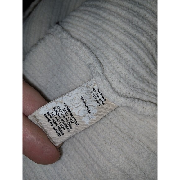 Soft Surroundings Chenille Patch Pocket Crewneck Tunic Sweater 29652 , Ivory Med - Picture 6 of 6